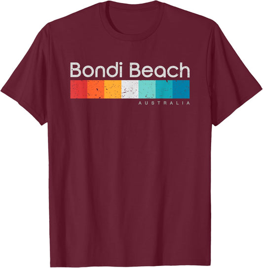 Bondi Beach Australia Retro Design T-Shirt - T-Shirt | Maroon