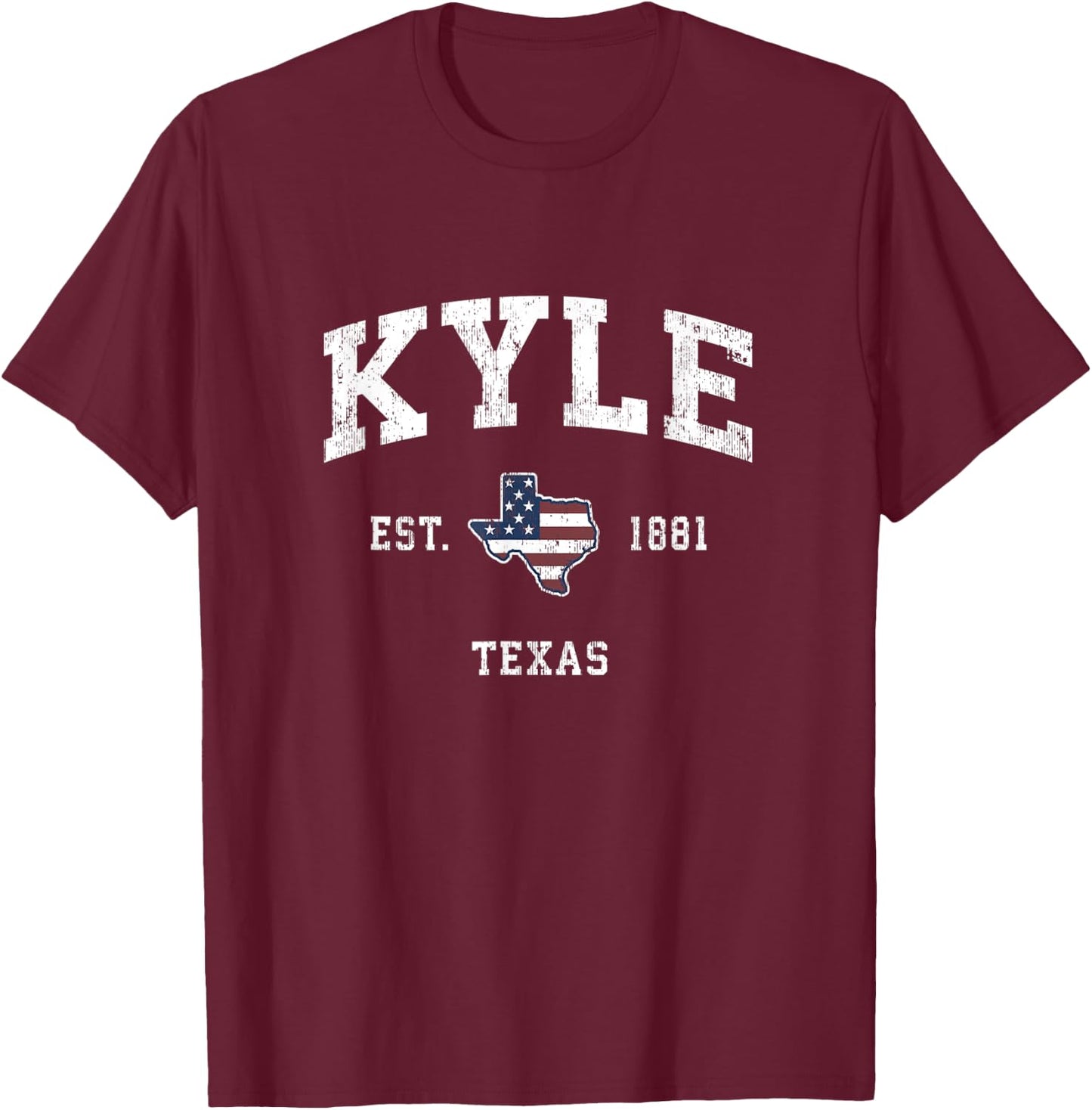 Kyle Texas TX Vintage American Flag Sports Design Kids Men T-Shirt - T-Shirt | Maroon