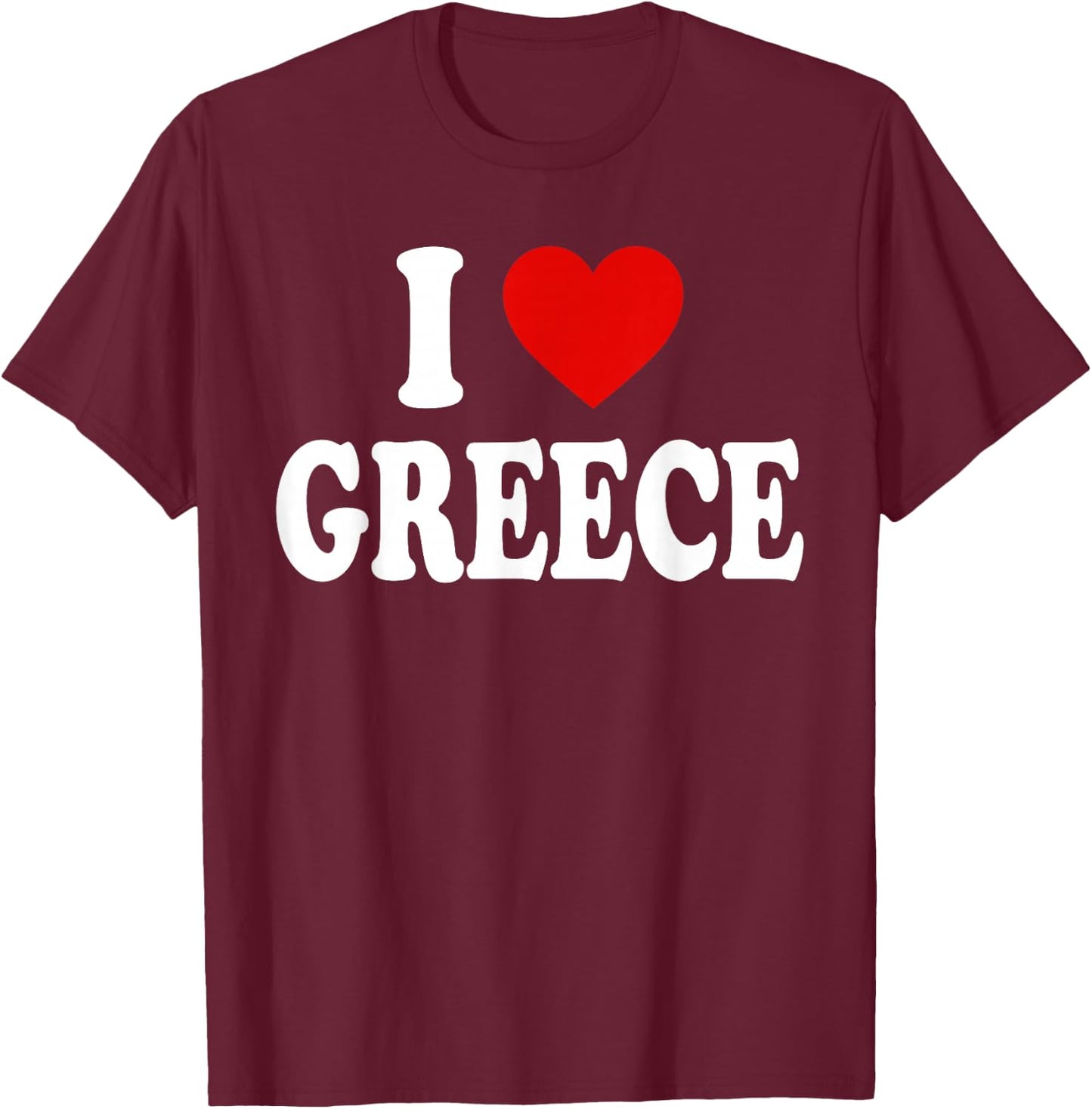 I Heart Love Greece T-Shirt - T-Shirt | Maroon