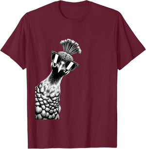 Funny Peacock Wearing Sunglasses Peacock Bird Lovers T-Shirt - T-Shirt | Maroon