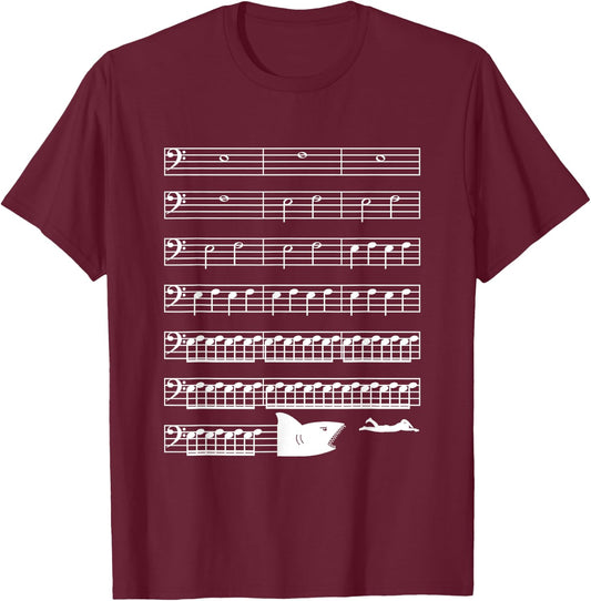 Funny Music Shark Bass Clef Classical Musician T-Shirt - T-Shirt | Maroon