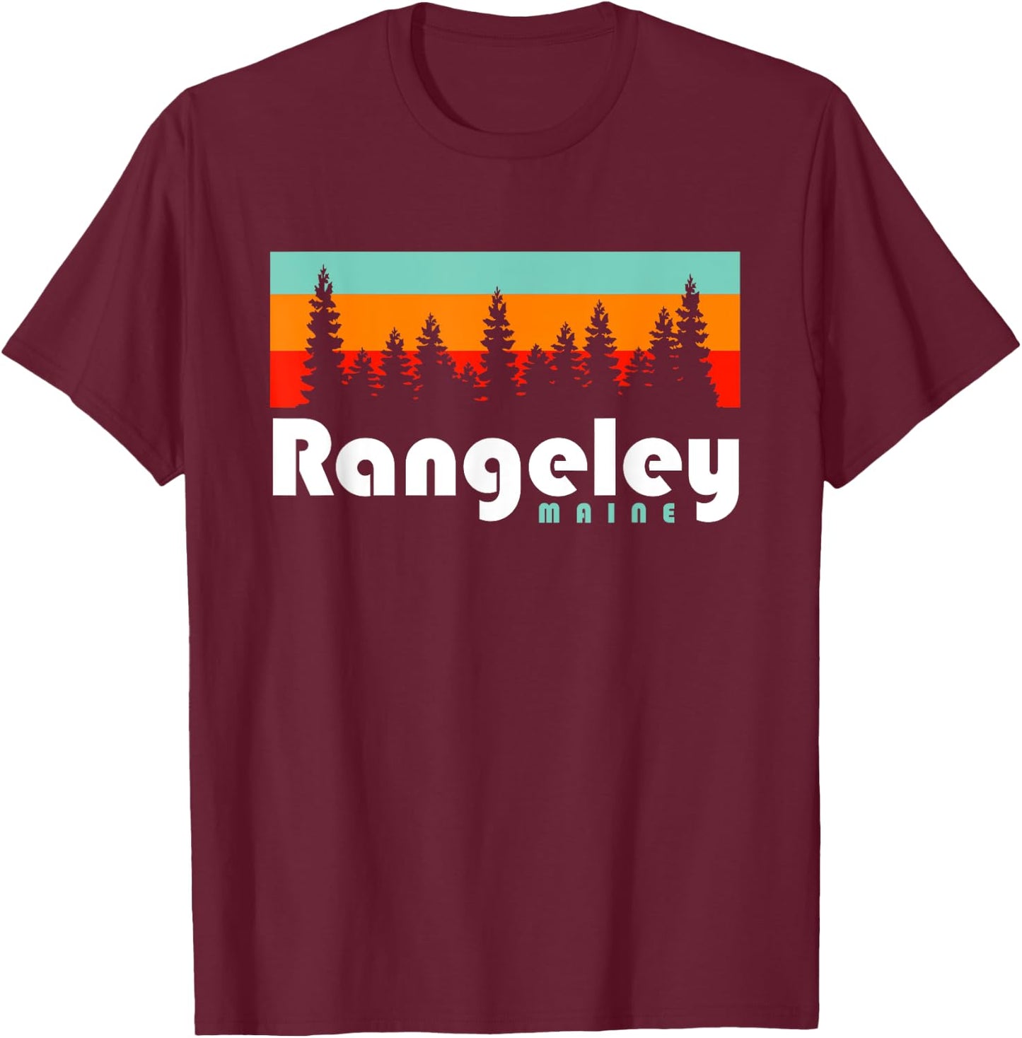 Rangeley Maine Camping Rangeley Lake State Park Trees Retro T-Shirt - T-Shirt | Maroon