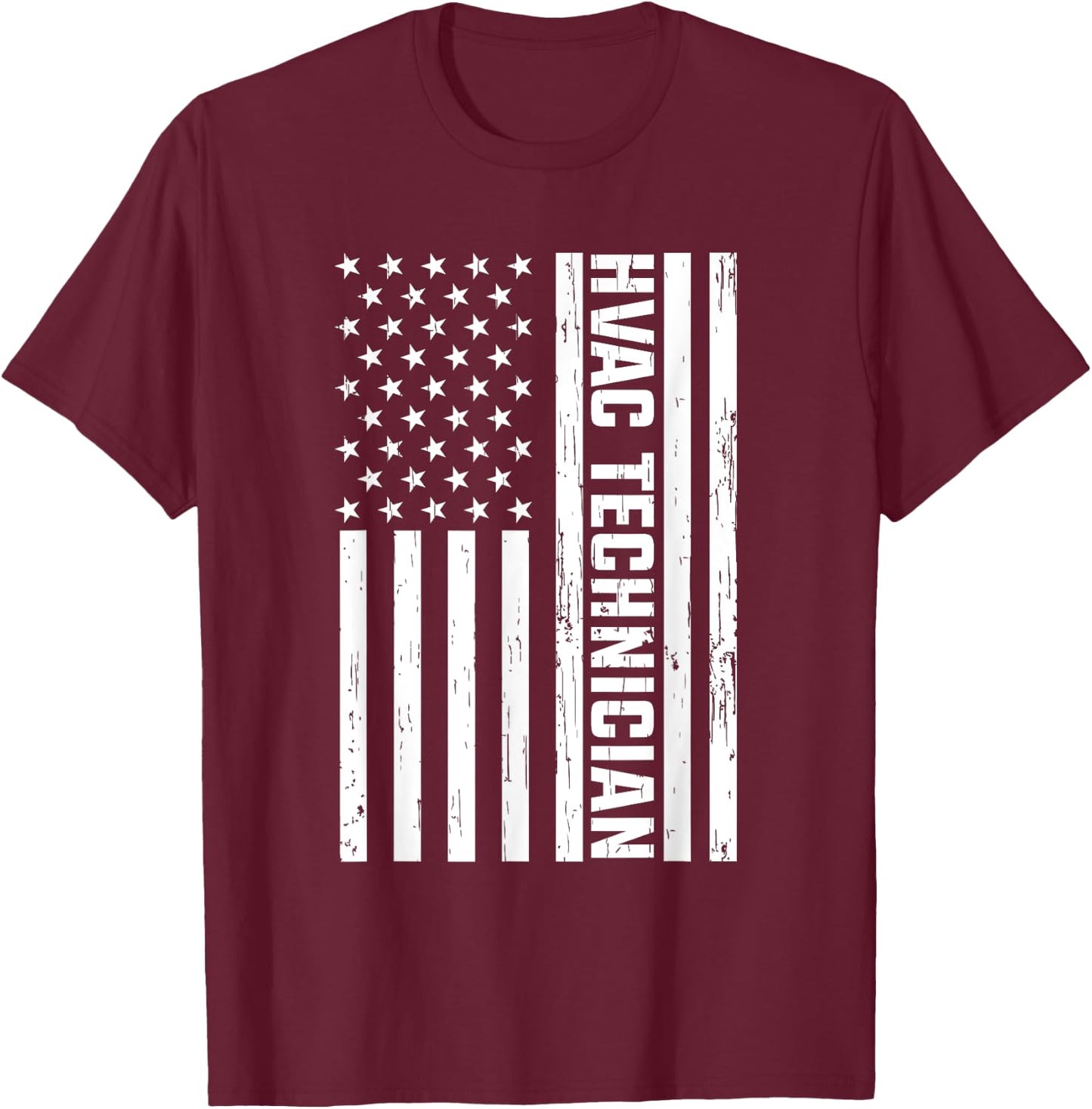 Funny HVAC Gift Cool HVAC Technician American Flag T-Shirt - T-Shirt | Maroon