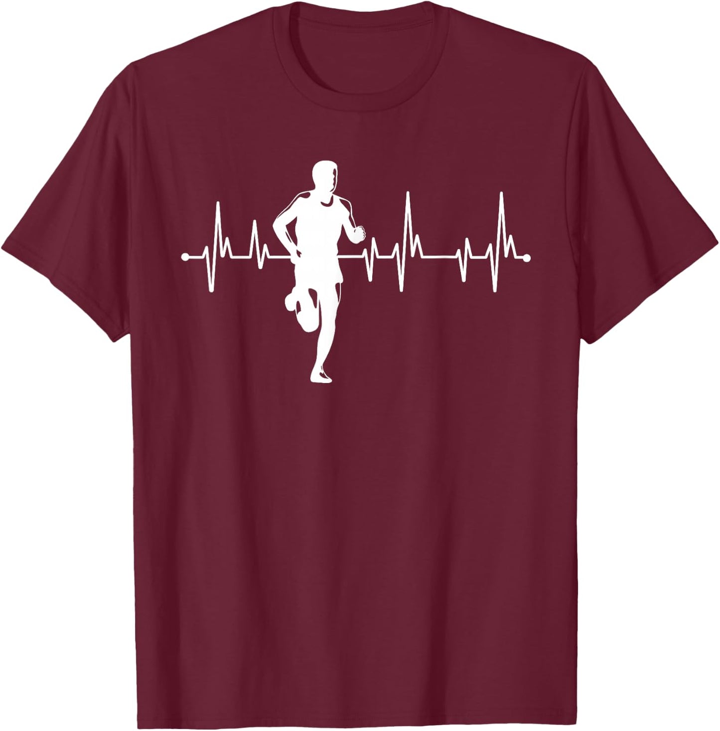Funny Running Heartbeat for Runners T-Shirt - T-Shirt | Maroon