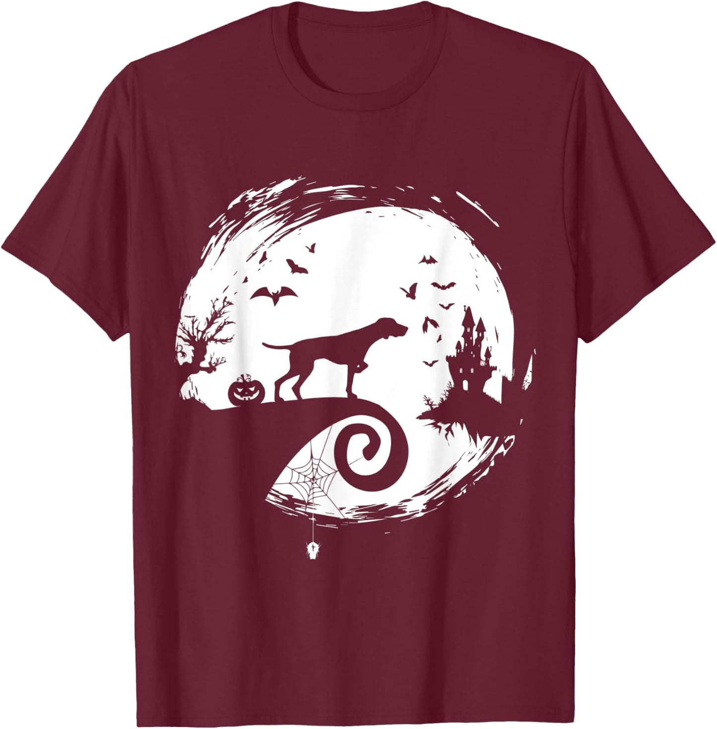Pointer Halloween Costume Moon Silhouette Creepy Horror T-Shirt - T-Shirt | Maroon