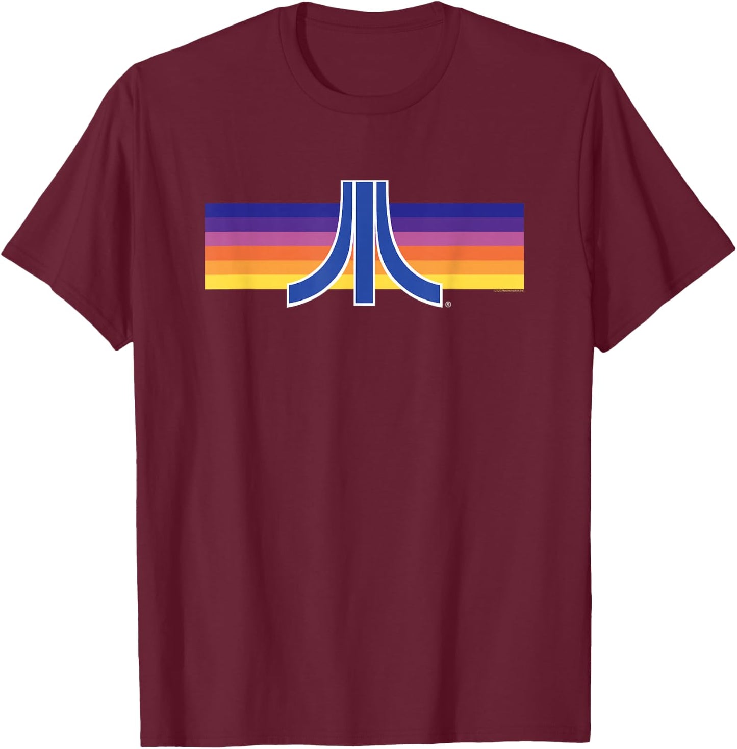 Atari Retro Sunset Vintage Gaming Logo T-Shirt - T-Shirt | Maroon