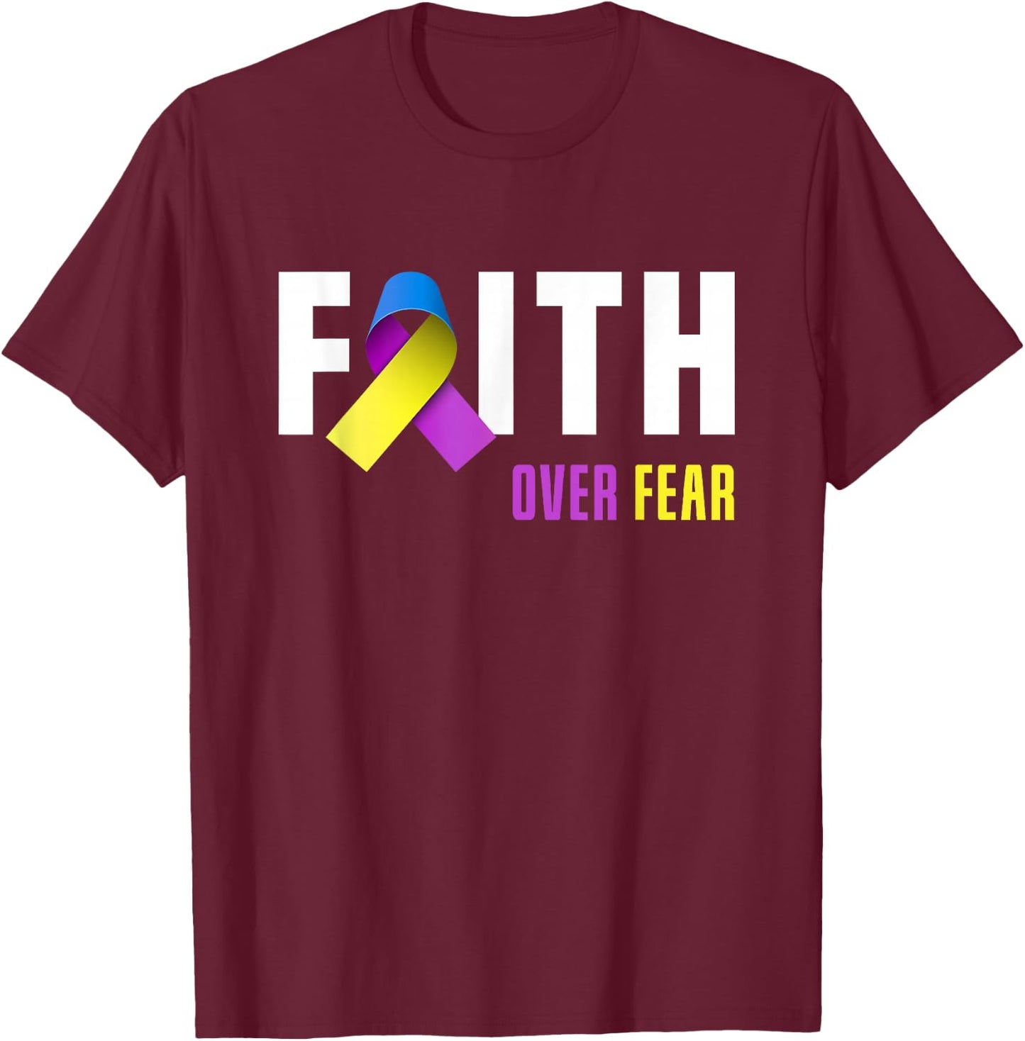 Bladder Cancer Warrior Faith God Bladder Cancer Awareness T-Shirt - T-Shirt | Maroon