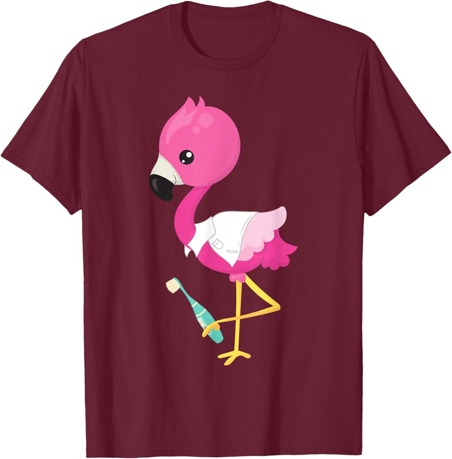 Pink Flamingo Doctor Dental Clinic Surgery Oral Care Dentist T-Shirt - T-Shirt | Maroon