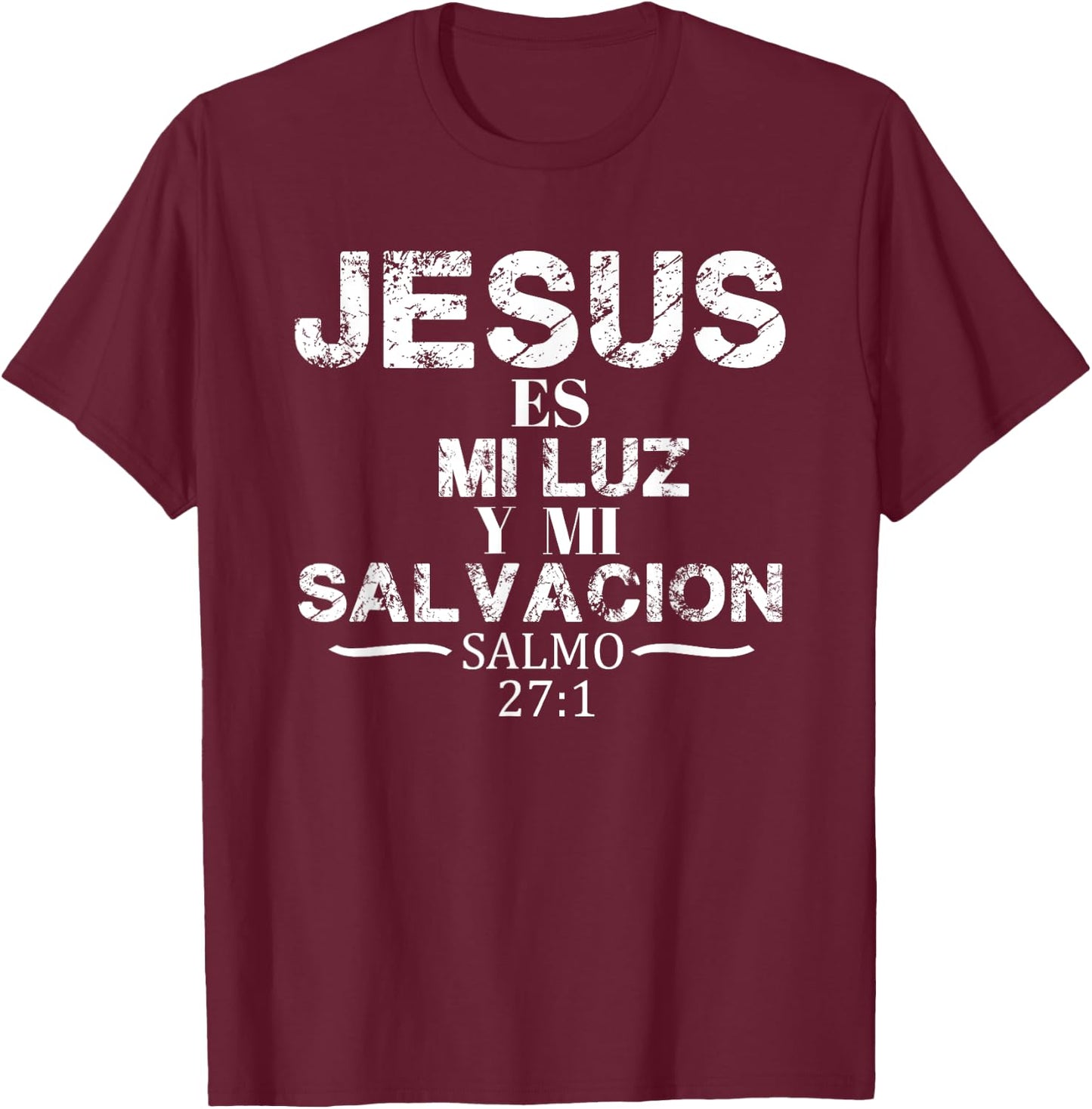 Playera Camisa Salmo Jesus Es Mi Luz Biblia Cristiana T-Shirt - T-Shirt | Maroon