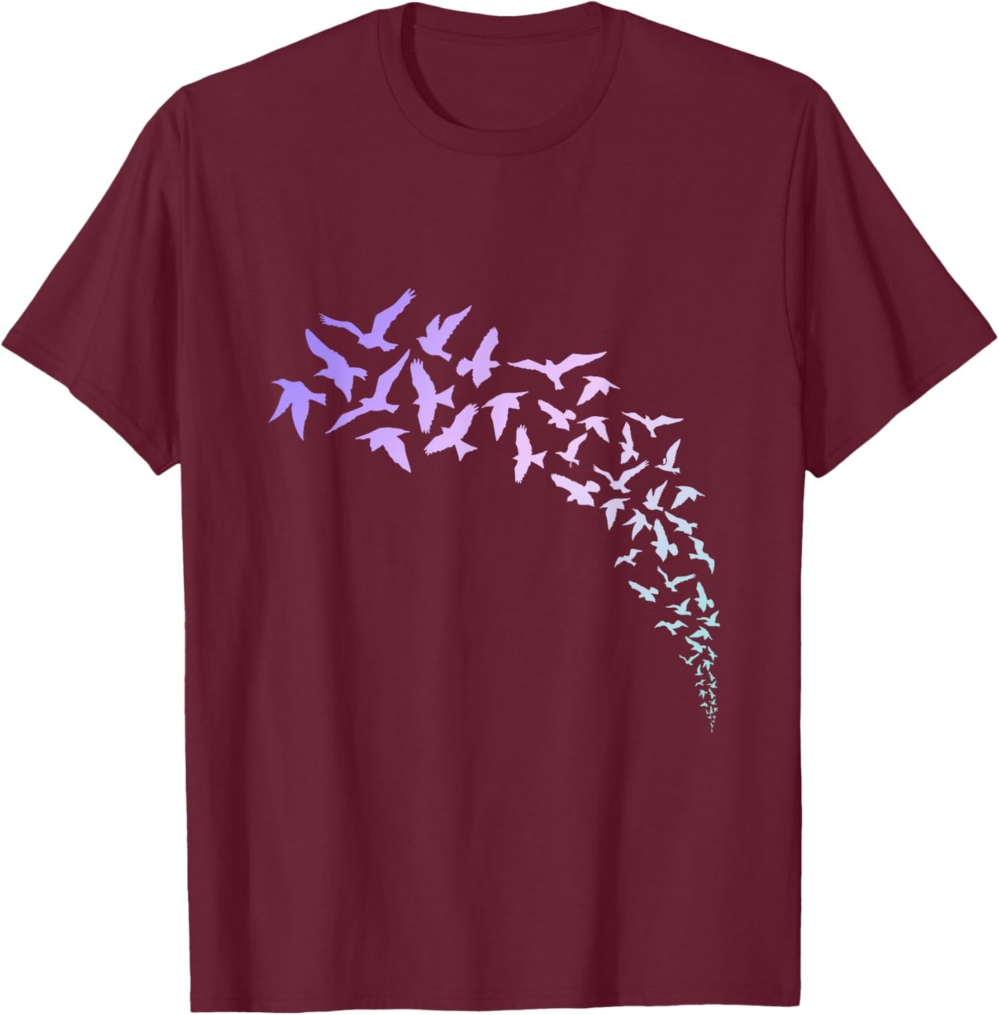 Flying Flock of Birds Artistic T-Shirt - T-Shirt | Maroon
