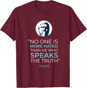 Plato Quote Design T-Shirt - T-Shirt | Maroon