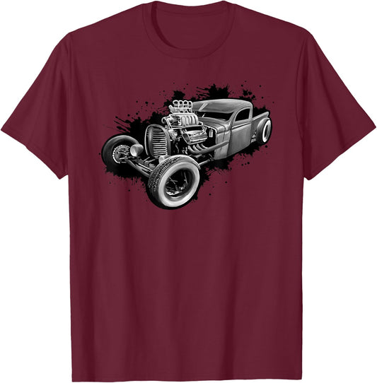 Rust Bucket Outline Funny Hot Retro Rod Diesel Cars Gift Men T-Shirt - T-Shirt | Maroon