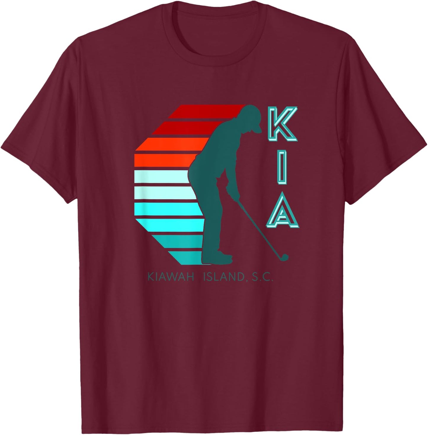 South Carolina Golfing Pro Retro Beach Kiawah Island Golf T-Shirt - T-Shirt | Maroon