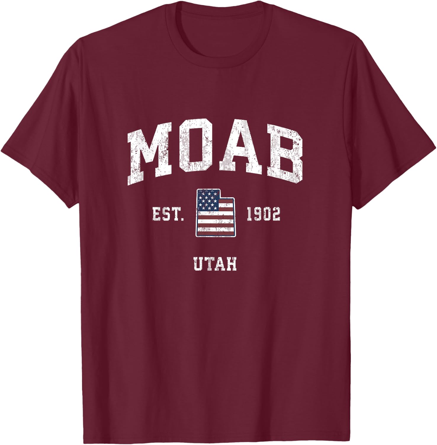 Moab Utah UT Vintage American Flag Sports Design Women Kids Men T-Shirt - T-Shirt | Maroon