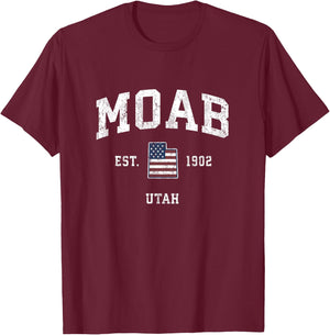 Moab Utah UT Vintage American Flag Sports Design Women Kids Men T-Shirt - T-Shirt | Maroon