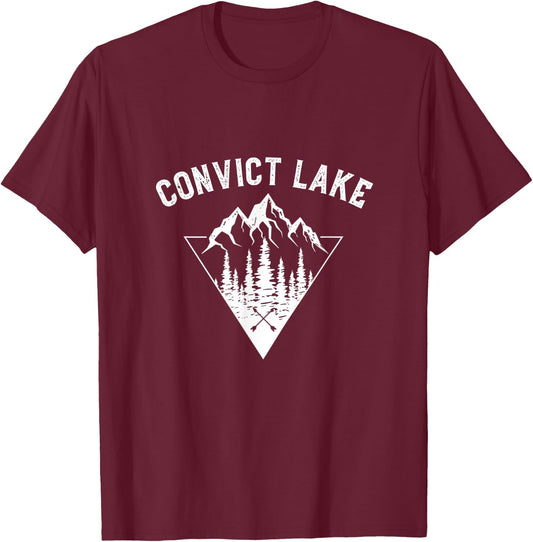 Convict Lake CA California Travel Fishing Camping Souvenir T-Shirt - T-Shirt | Maroon