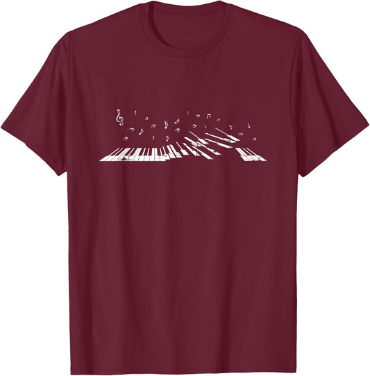Classical Music Piano Player Gift Music Notes Piano Small T-Shirt - T-Shirt | Maroon