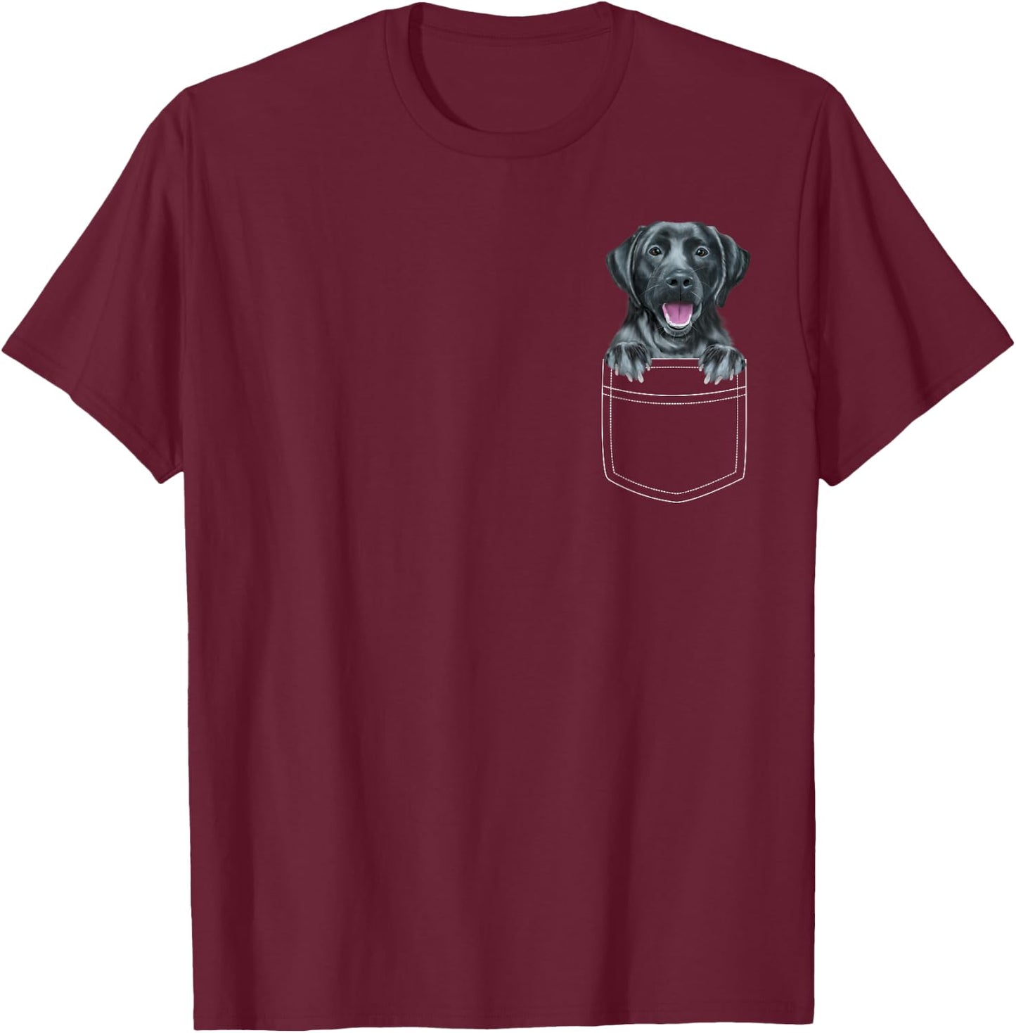 Black Labrador Retriever Dog In Pocket Funny Dog Lover Men Women Girls Kids T-Shirt - T-Shirt | Maroon