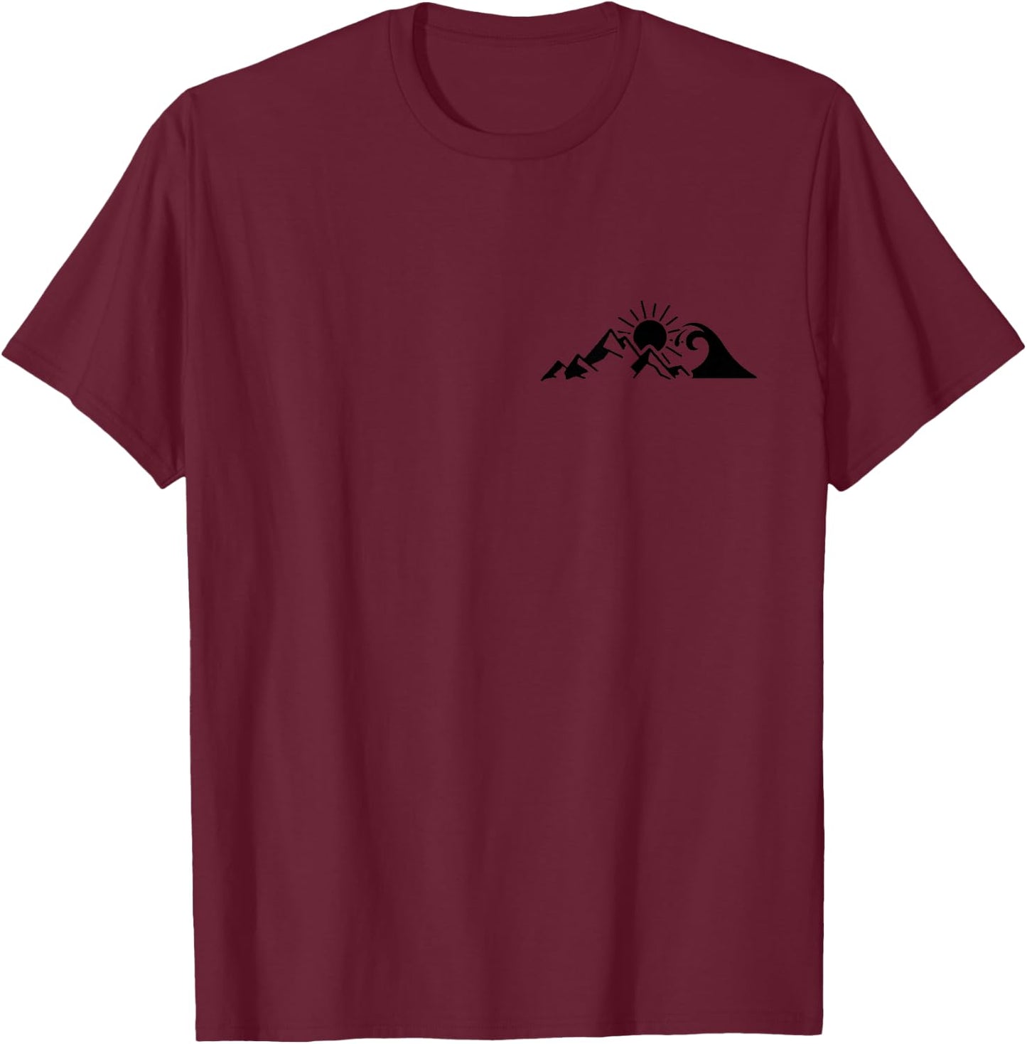 Mountains & Sea Hiking Surfer Climbing Hiker Nature Outdoor T-Shirt - T-Shirt | Maroon
