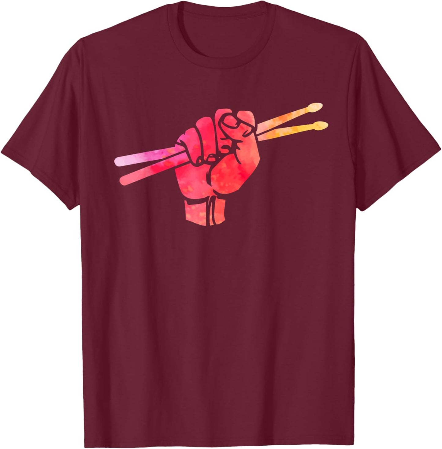 Joyouse Urban Style Black Drumsticks Gift Fist Drum T-Shirt - T-Shirt | Maroon