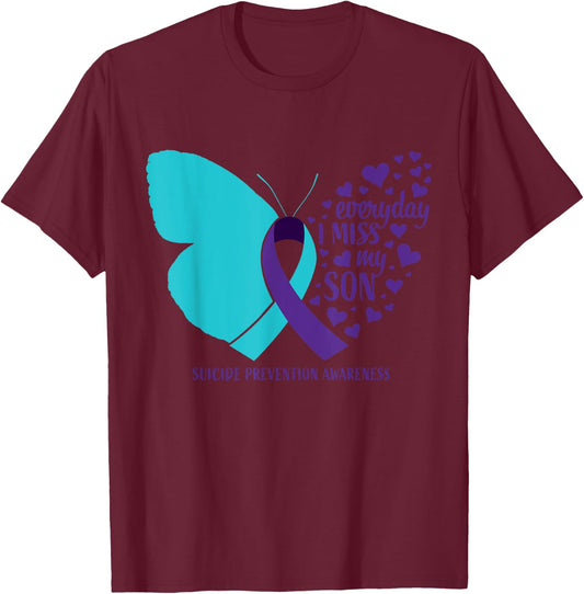 Suicide Awareness Son Gifts Loving Memory Suicide Prevention T-Shirt - T-Shirt | Maroon