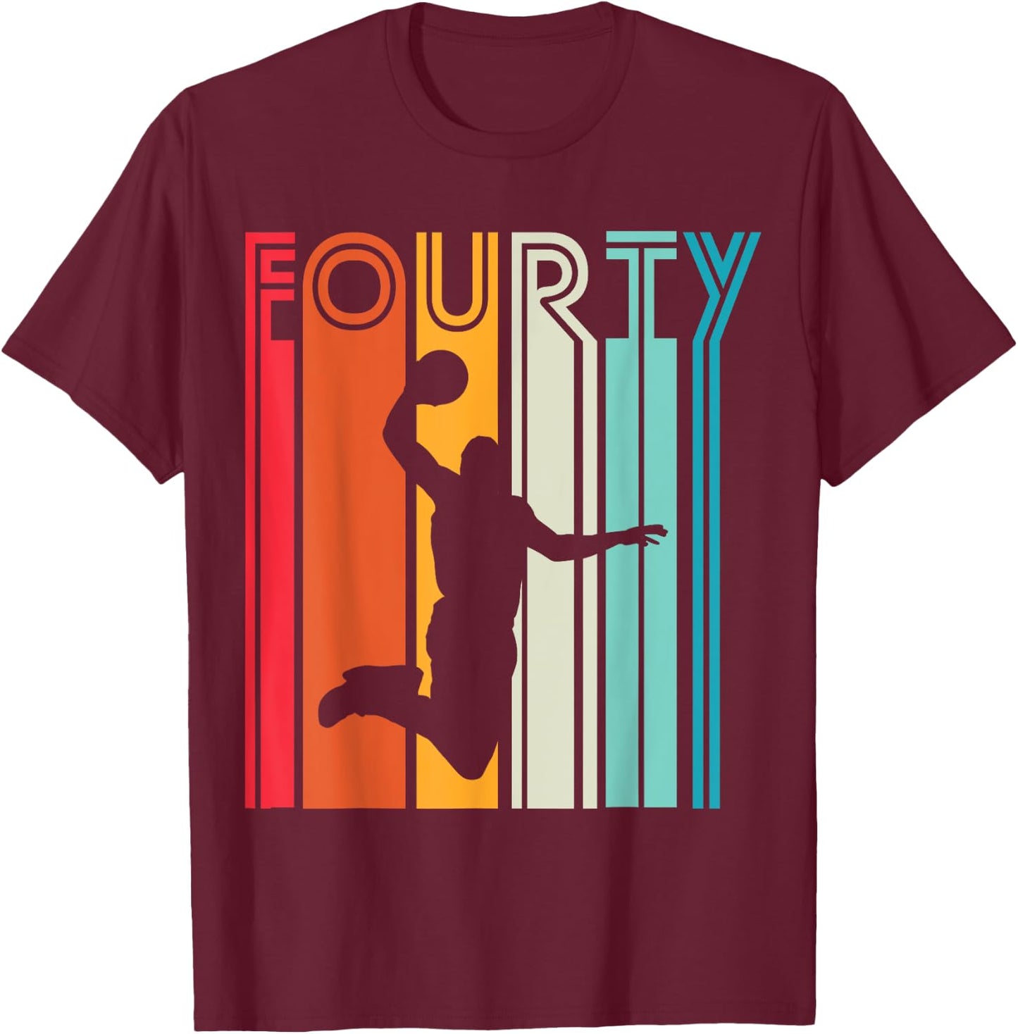 40th Birthday Basketball Lover Gift 40 Years Old Retro T-Shirt - T-Shirt | Maroon