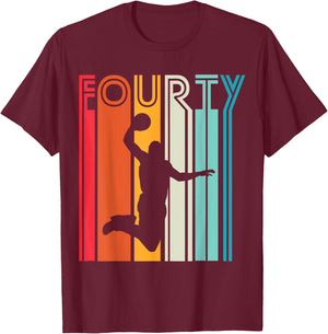 40th Birthday Basketball Lover Gift 40 Years Old Retro T-Shirt - T-Shirt | Maroon