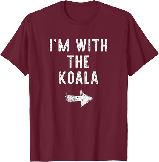 I'm With The Koala Costume Halloween Matching Couple T-Shirt - T-Shirt | Maroon