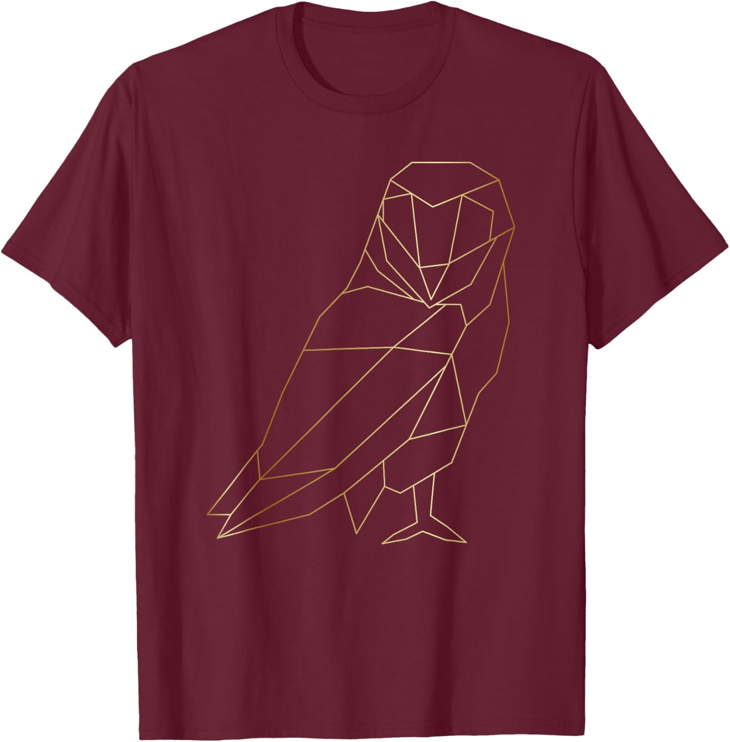 Geometric Yellow Owl Polygonal Owl Kids Gifts T-Shirt - T-Shirt | Maroon