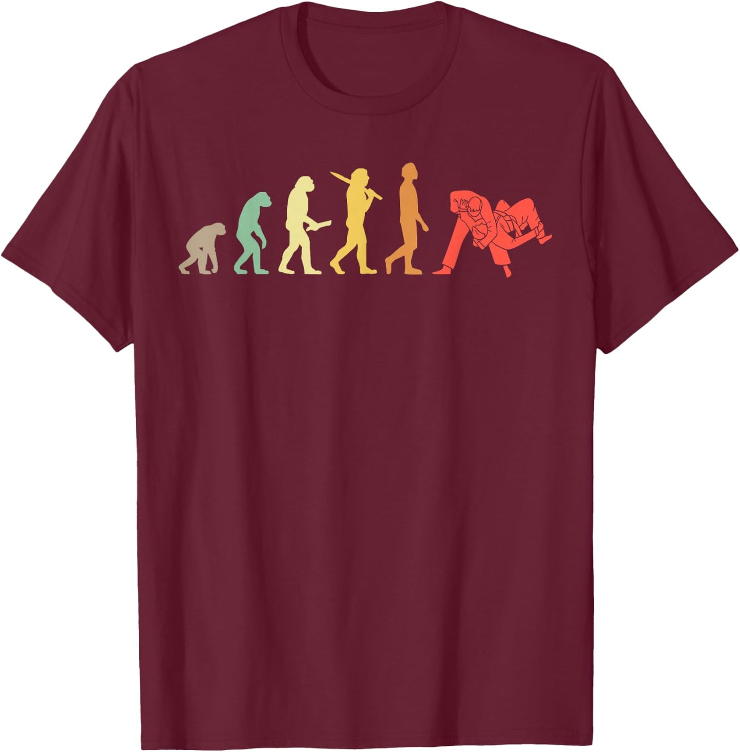 Retro Judo Evolution Gift Judokas T-Shirt - T-Shirt | Maroon