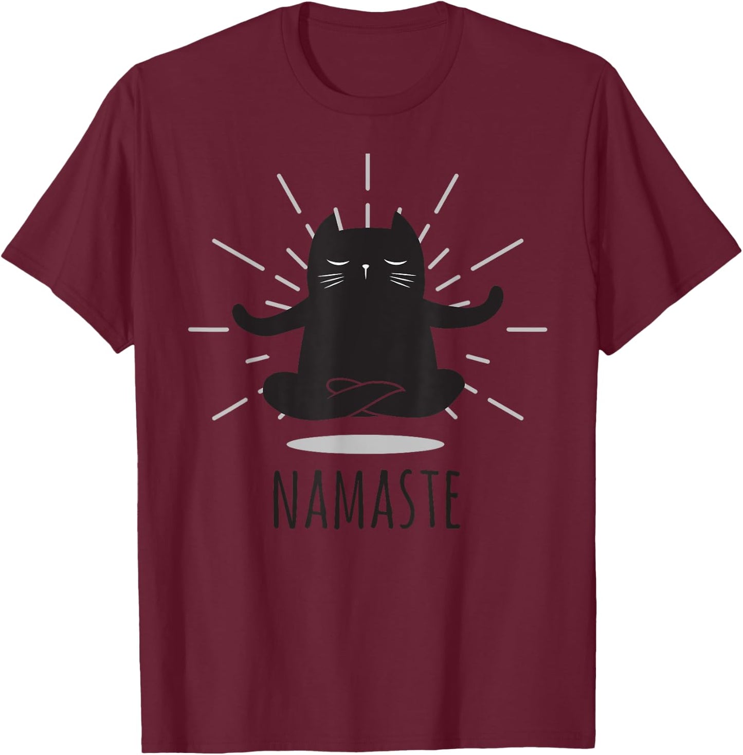 Funny Cat Namaste Yoga Poses Buddha Flower Symbol Women T-Shirt - T-Shirt | Maroon