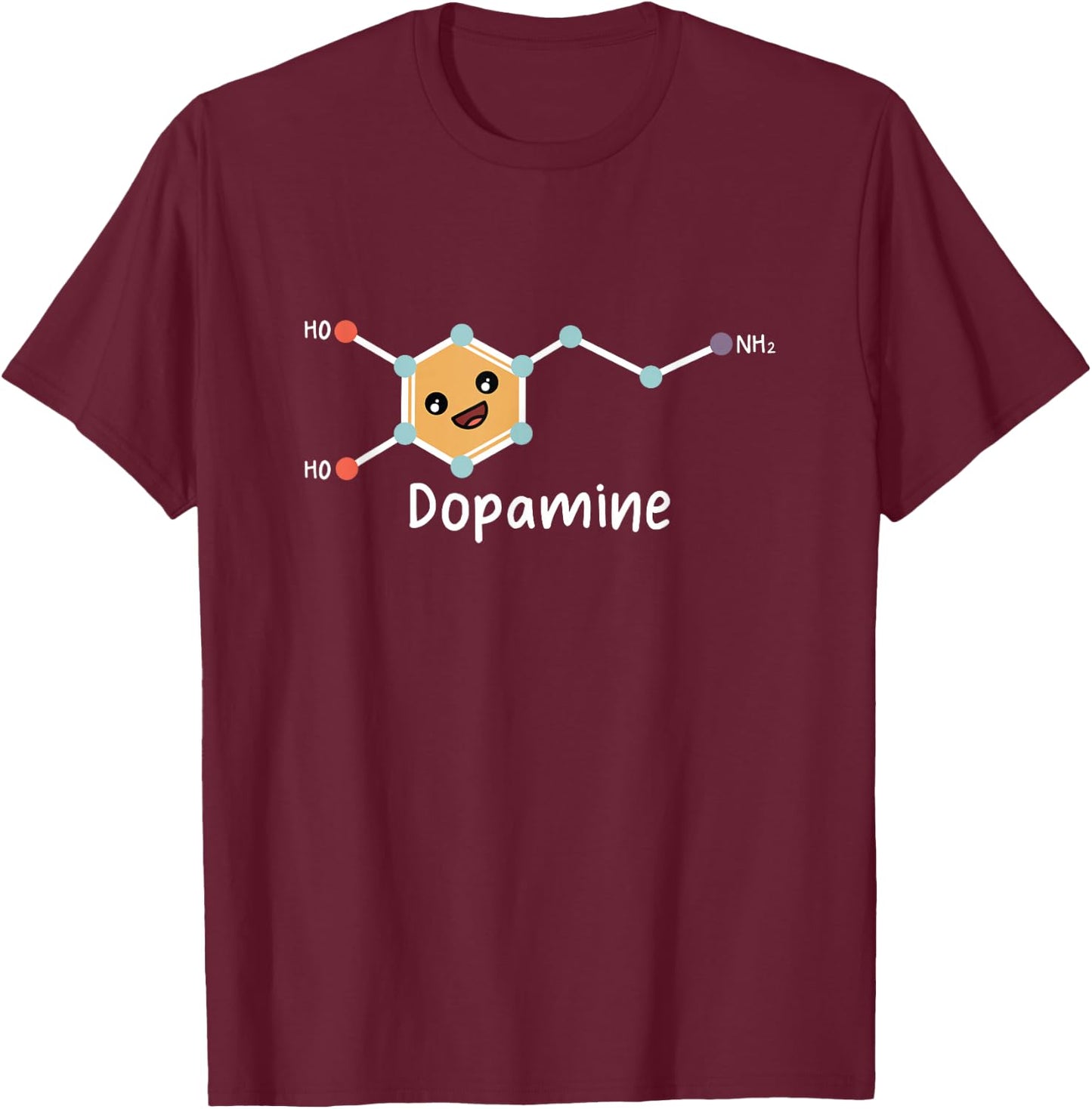 Funny ADHD Cute Dopamine Chemical Structure Neurodiverse T-Shirt - T-Shirt | Maroon