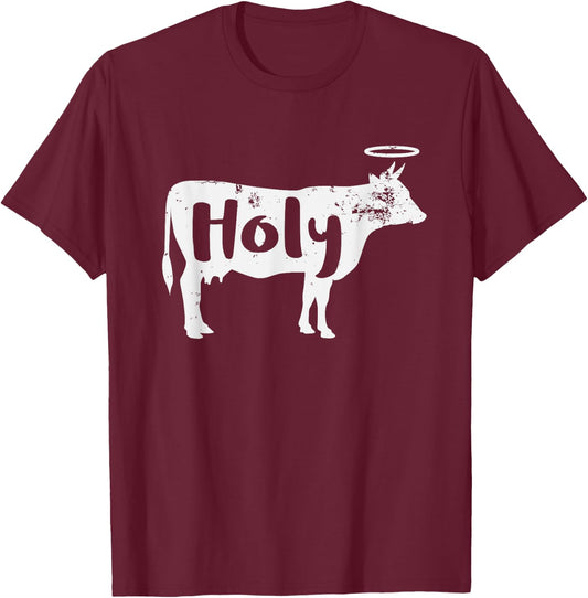 Holy Cow Funny Dairy Farmer Midwest Pride T-Shirt - T-Shirt | Maroon