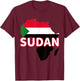 Sudan Sudanese Pride Flag Map Africa Print T-Shirt - T-Shirt | Maroon