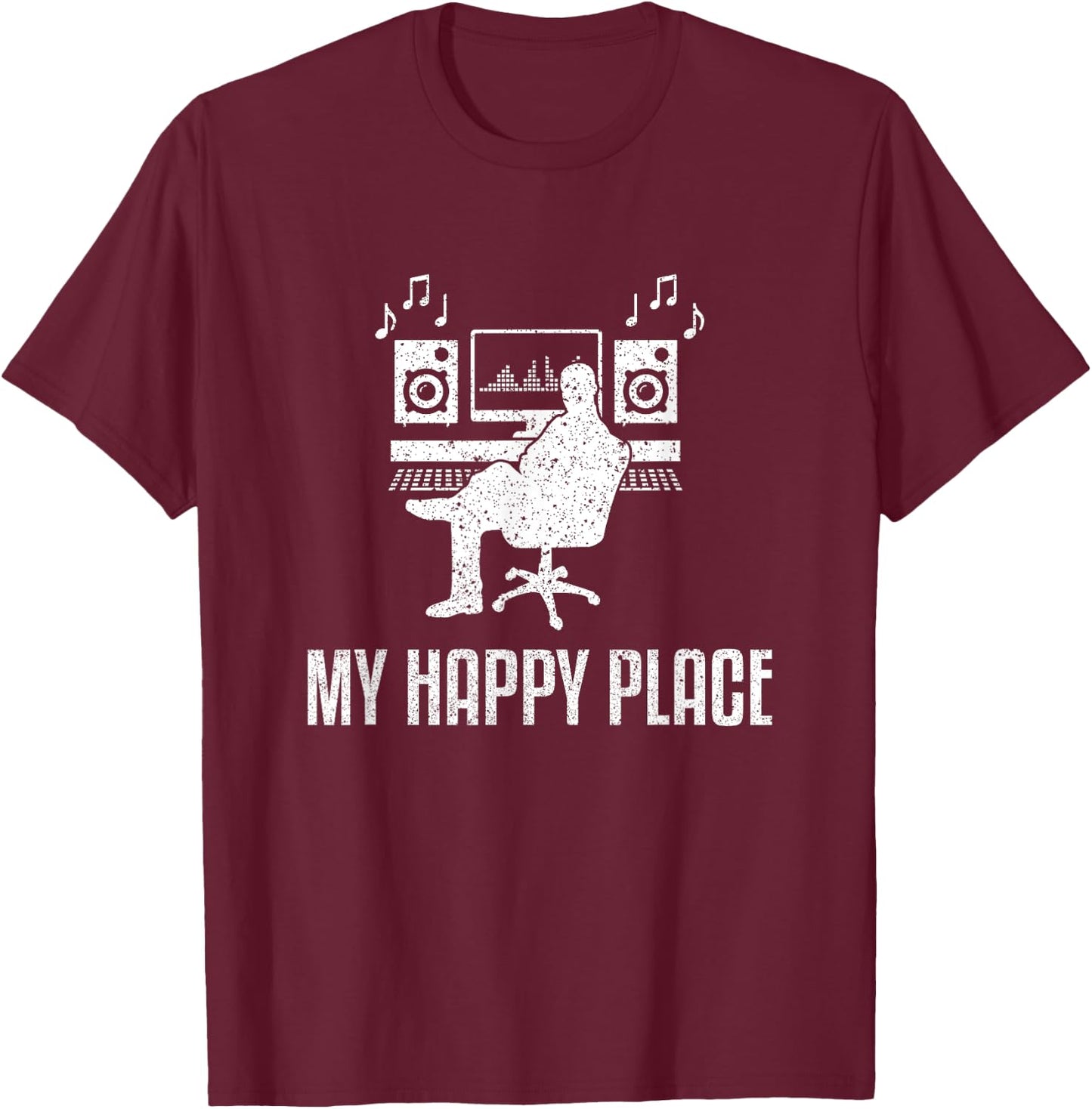 Funny Audio Engineer - Music Producer My Happy Place T-Shirt - T-Shirt | Maroon