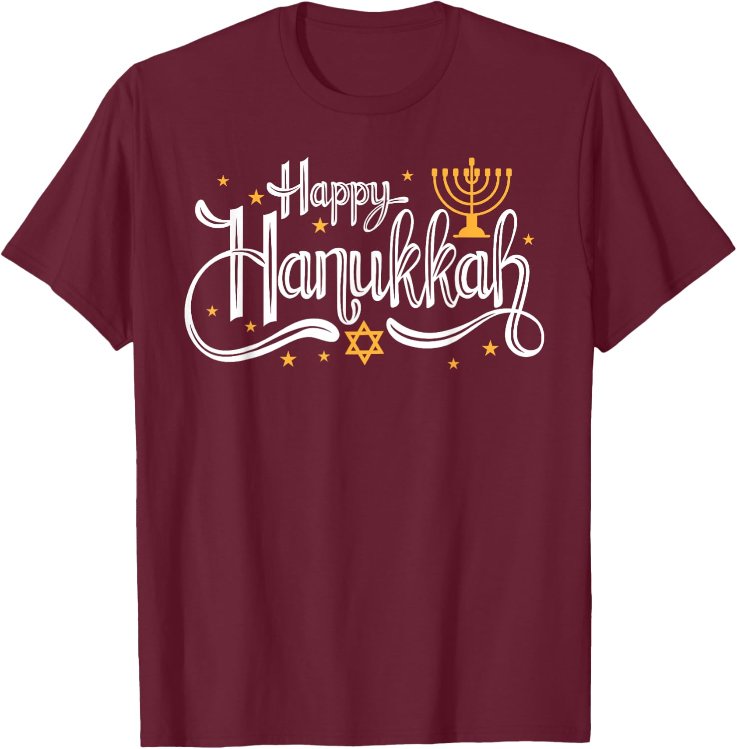 Happy Hanukkah Vintage Jewish Holiday Gift T-Shirt - T-Shirt | Maroon