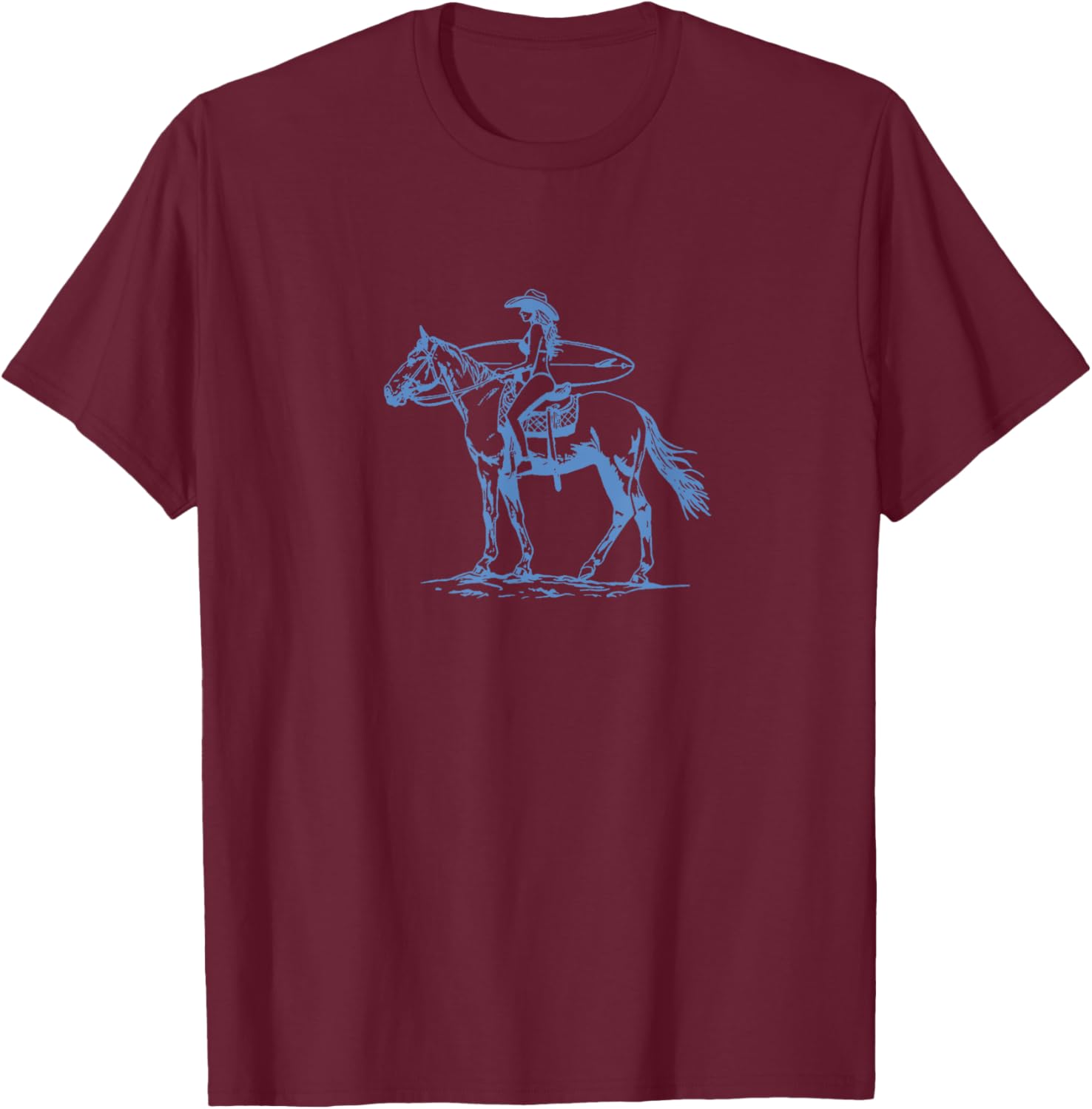 Coastal Cowgirl Beachy Horse Surfer T-Shirt - T-Shirt | Maroon