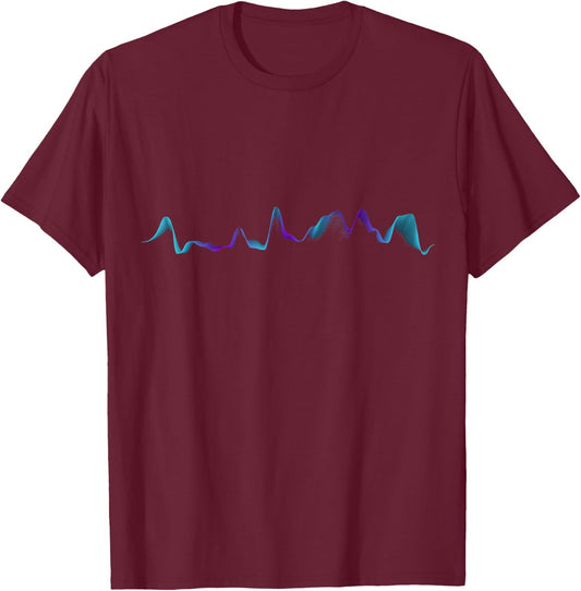 Colorful Electronic Audio Wave T-Shirt - T-Shirt | Maroon