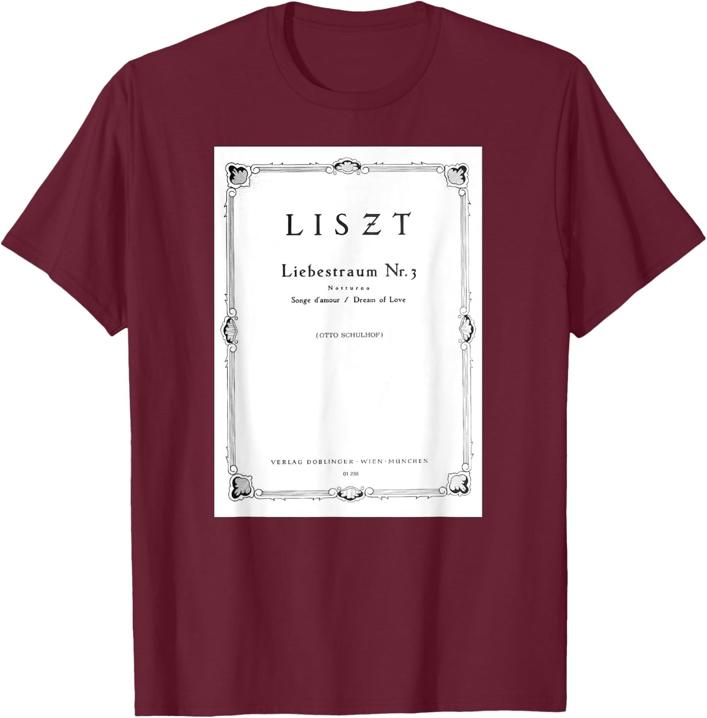 Franz Liszt Dream of Love Vintage Book Cover T-Shirt - T-Shirt | Maroon