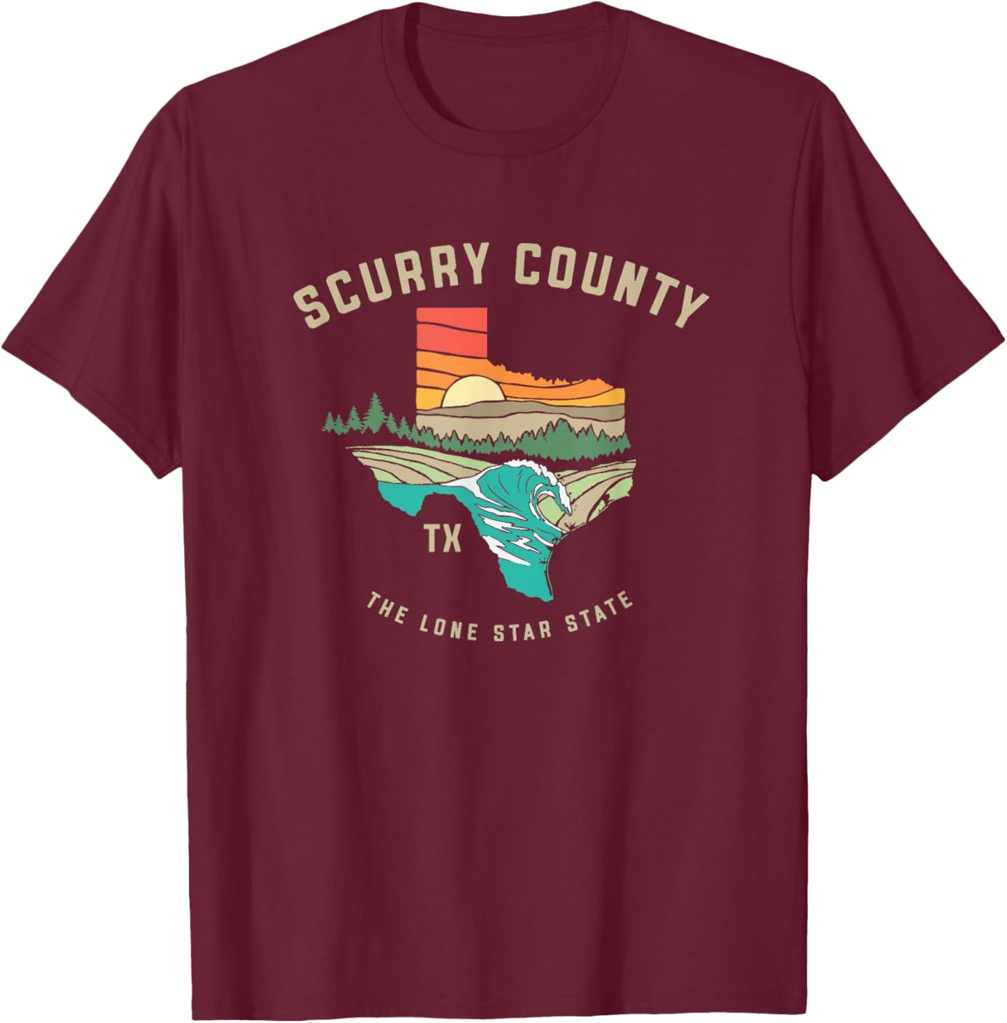 Scurry County Texas Outdoors Vintage Nature Design T-Shirt - T-Shirt | Maroon