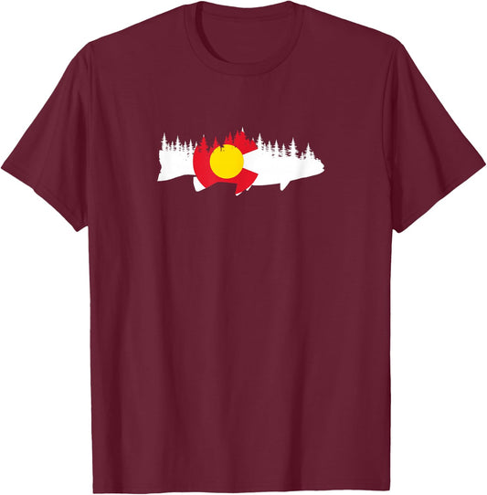 Colorado Fishing Graphic Design T-Shirt - T-Shirt | Maroon