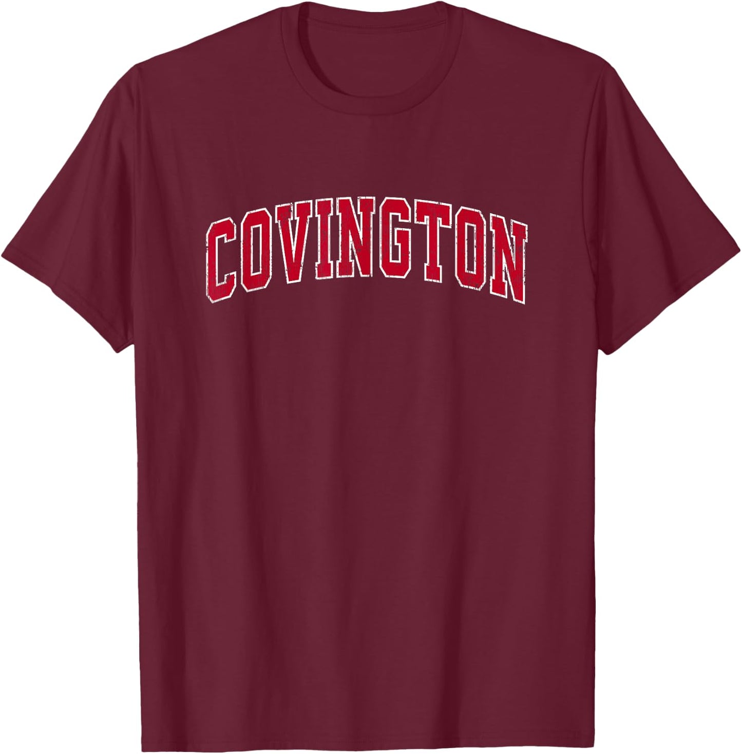 Covington Georgia GA Vintage Sports Design Red Design T-Shirt - T-Shirt | Maroon