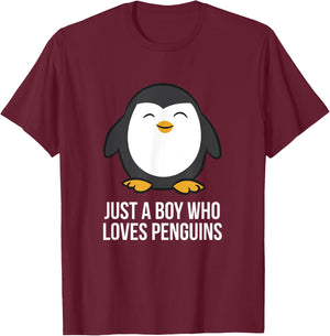Just A Boy Who Loves Penguins T-Shirt - T-Shirt | Maroon