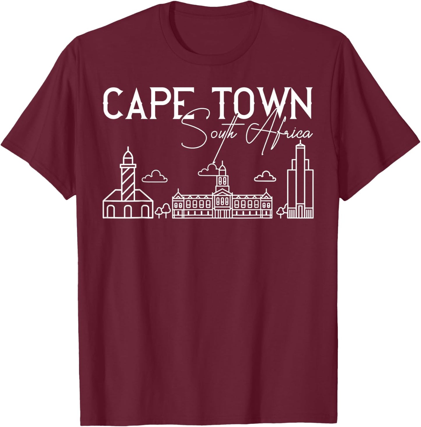 Cape Town South Africa City Skyline Map Travel T-Shirt - T-Shirt | Maroon