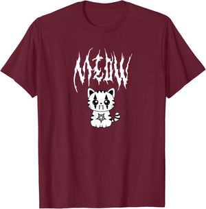 Kawaii Death Metal Meow Cute Anime Black Metal Cat Joke Men Women T-Shirt - T-Shirt | Maroon