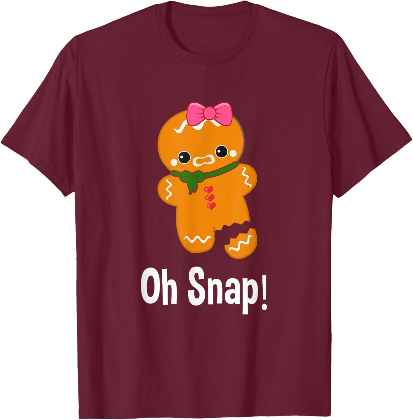Funny Christmas Gingerbread Man Oh Snap Sweater Women Girl T-Shirt - T-Shirt | Maroon