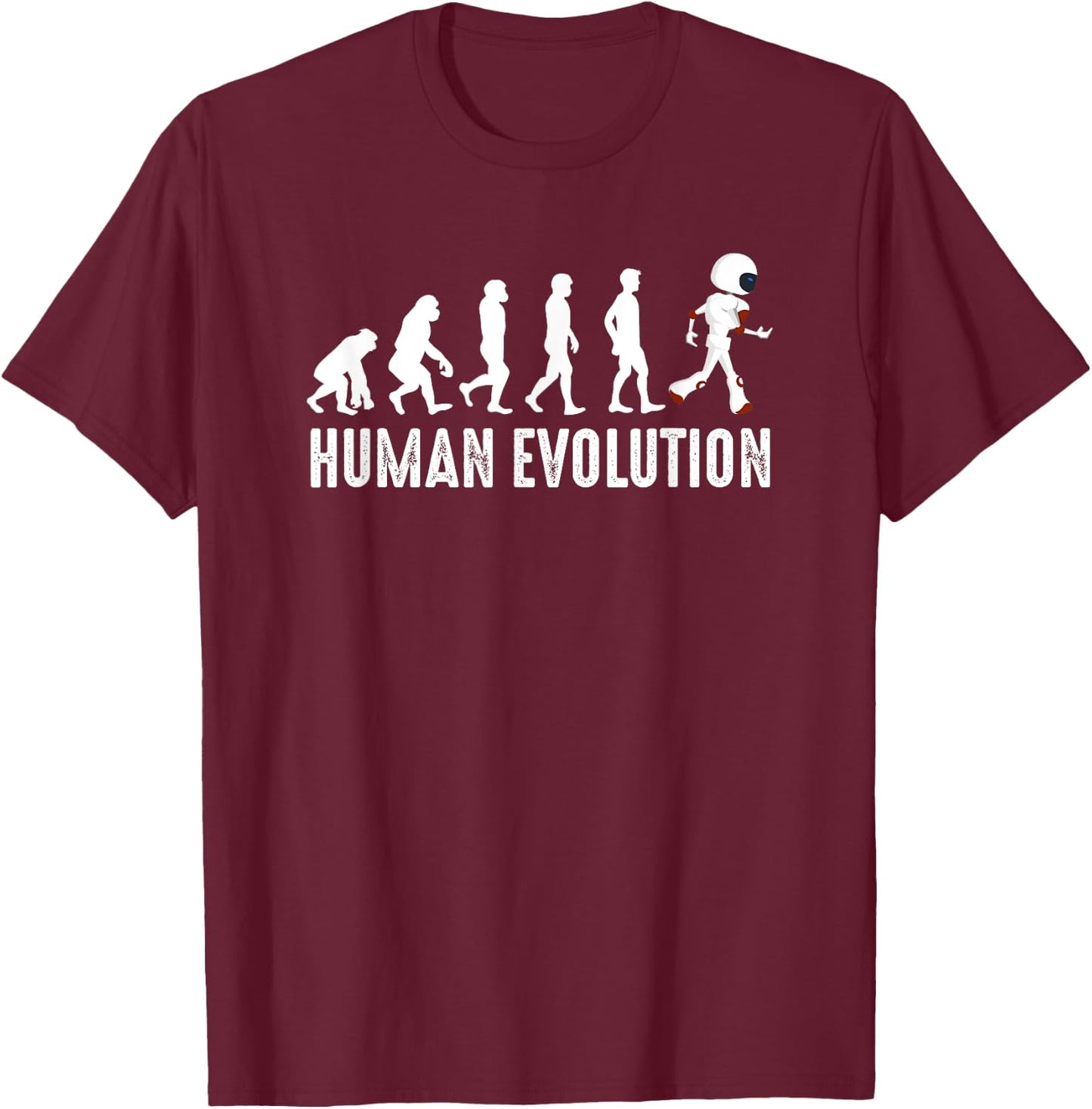 Vintage Human Evolution To Robots Modern Technology Robotics T-Shirt - T-Shirt | Maroon