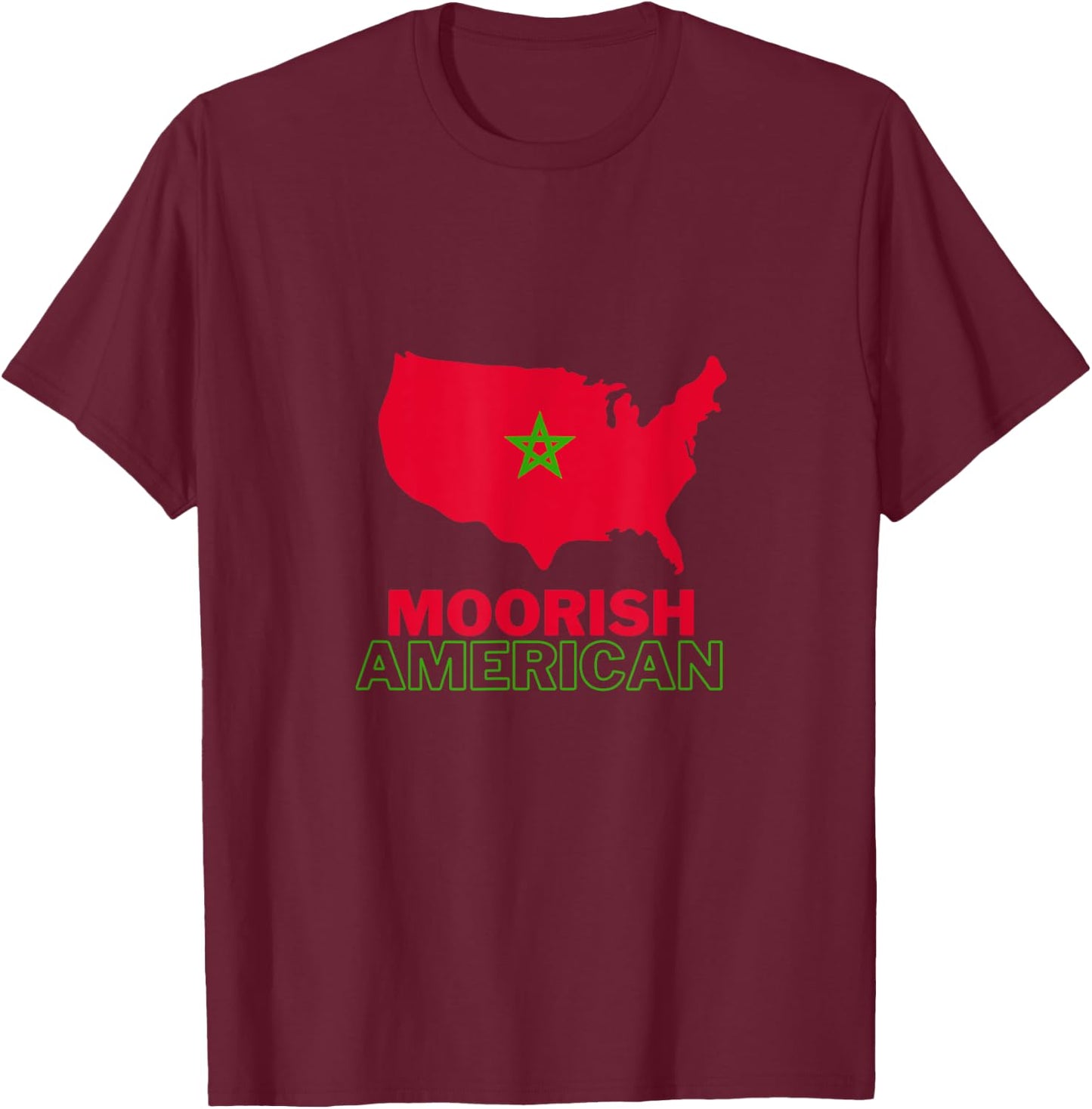Moorish American Design America Amexem Moroccan Flag T-Shirt - T-Shirt | Maroon