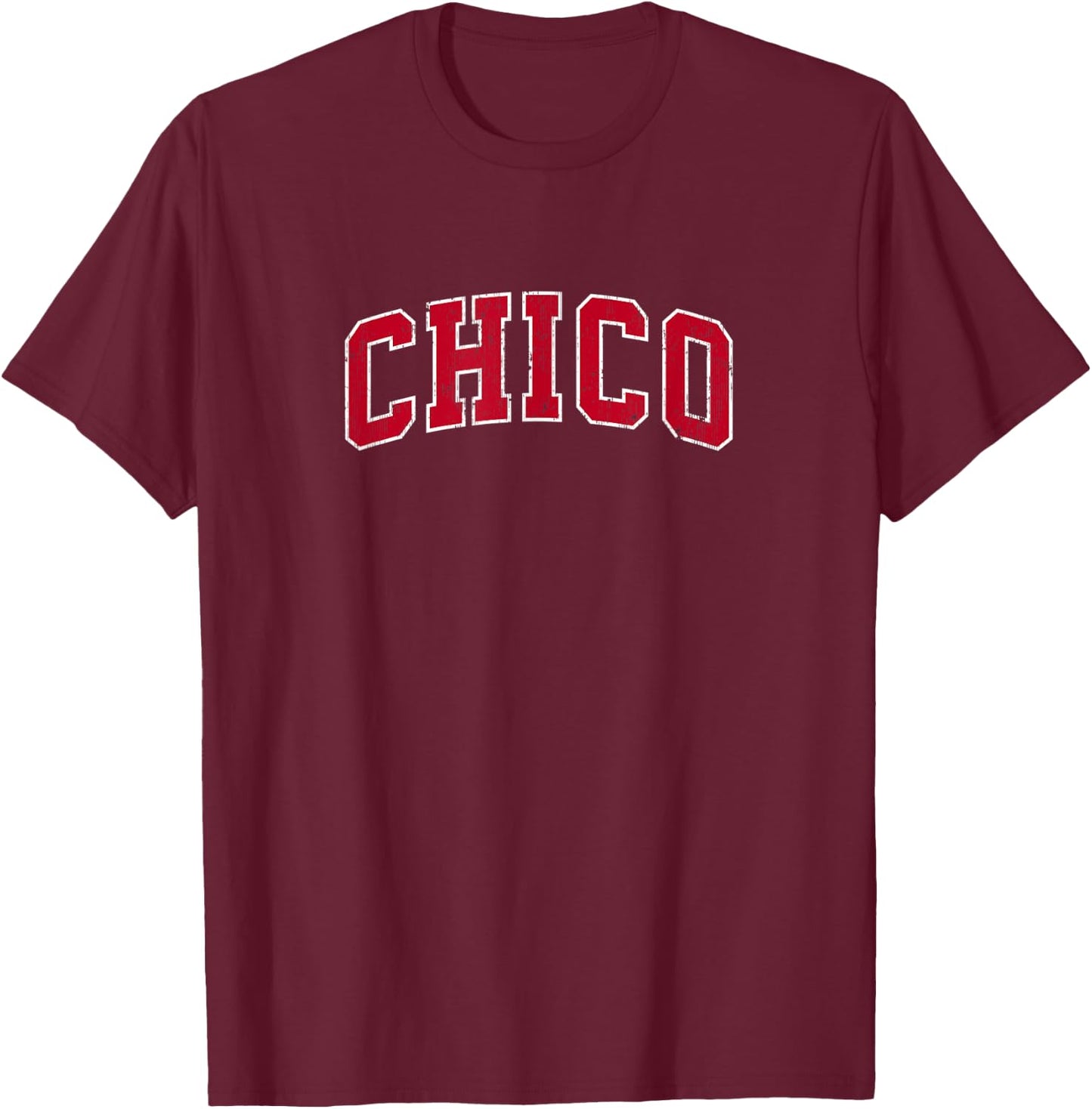 Chico California CA Vintage Sports Design Red Design T-Shirt - T-Shirt | Maroon