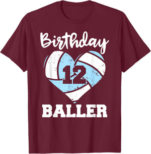 12th Birthday Baller Funny 12 Year Old Volleyball T-Shirt - T-Shirt | Maroon